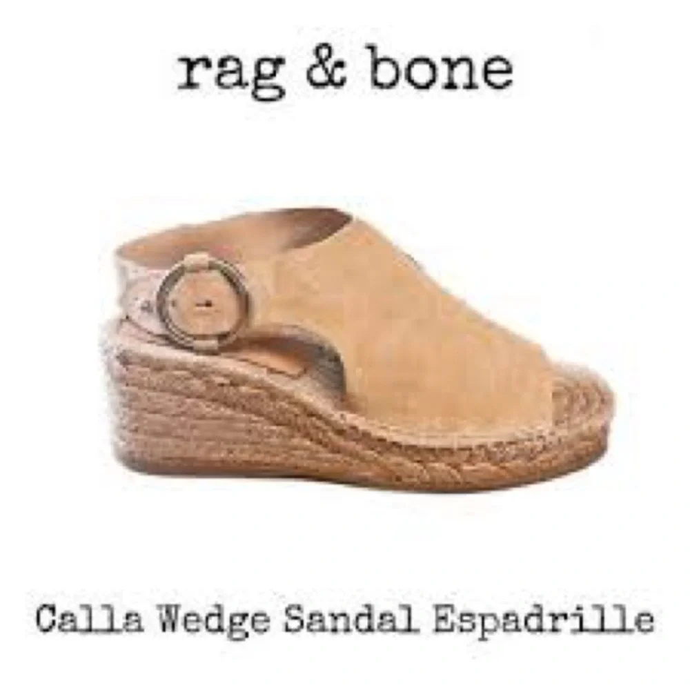 Rag & Bone Calla Suede Wedge Espadrille Sandal Size 39  US 9 - Picture 2 of 10